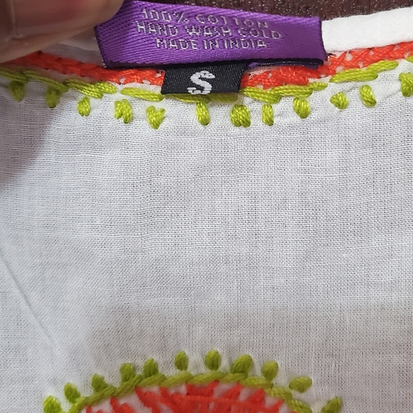 Sevya Handmade 3/4 Sleeve Embroidered Tunic Size S - Picture 3 of 5